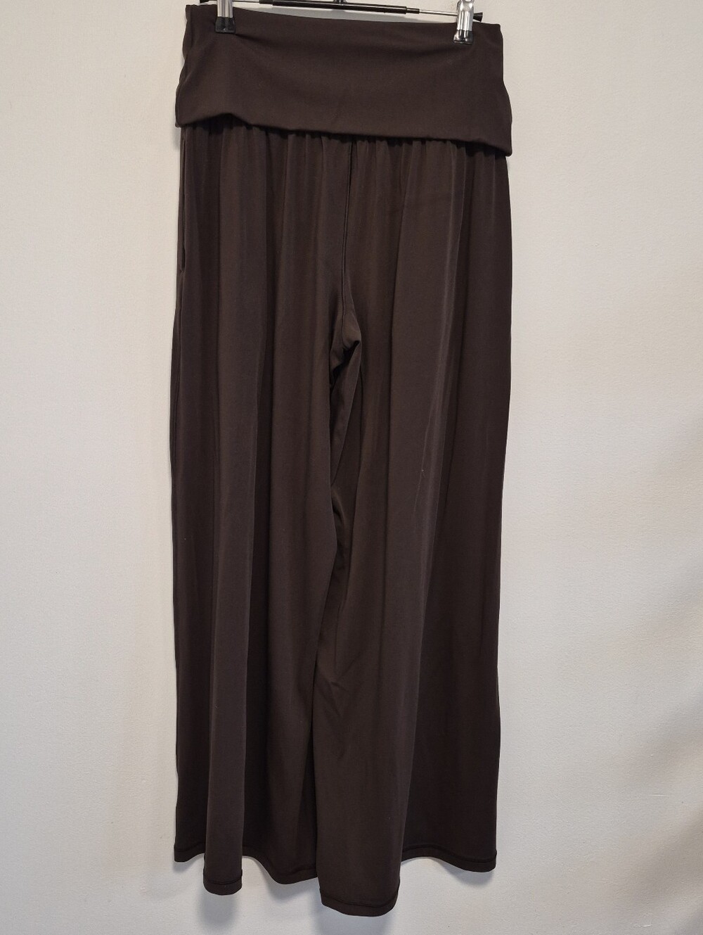 Aerie Real Me Foldover Super Wide Leg Pant Chocolate Brown Stretchy Women's Sz S - Picture 8 of 11